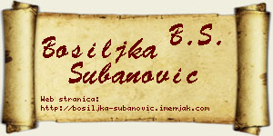 Bosiljka Subanović vizit kartica